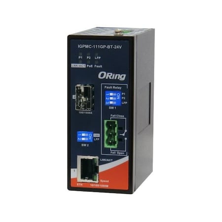 Oring Industrial Networking Industrial Gigabit High power PoE Ethernet to fiber media converter with 1x10/1 IGPMC-111GP-BT-24V